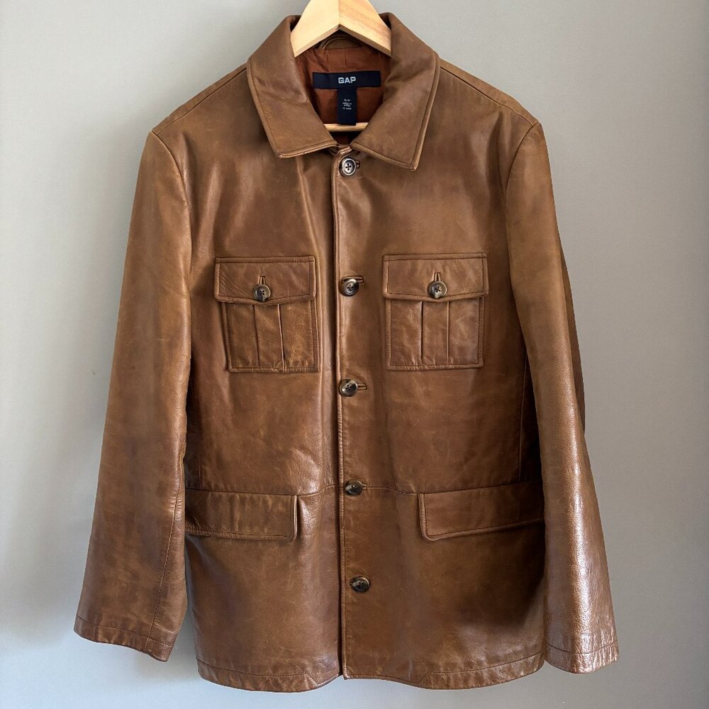 90s Camel Brown Leather Jacket